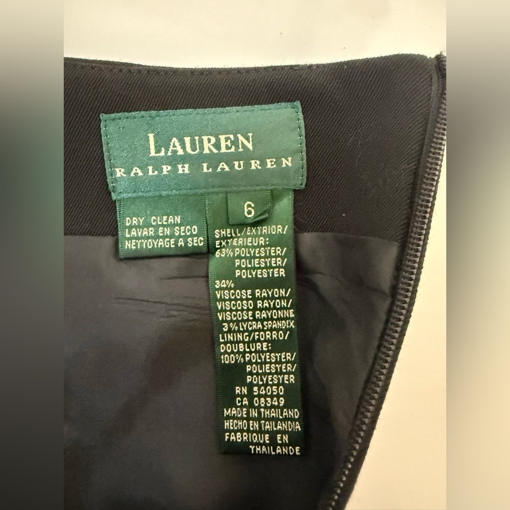 Lauren Ralph Lauren black preppy capsule knee length lined back zip skirt 6 EUC - Picture 8 of 9